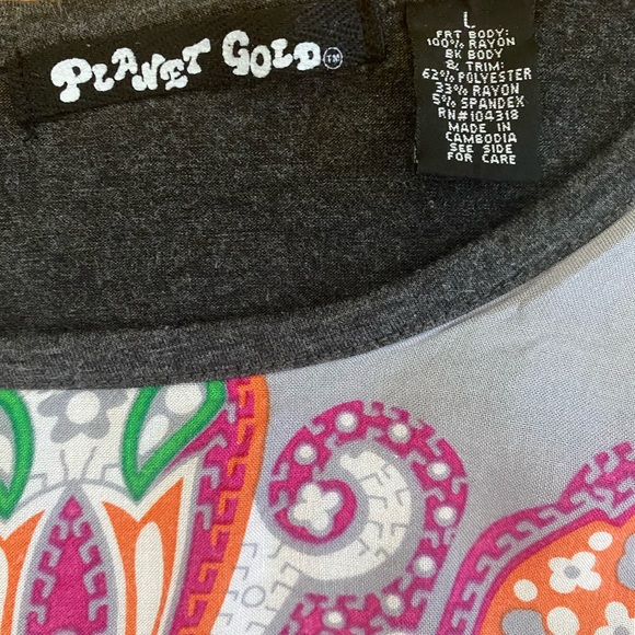 Planet Gold Tapestry short sleeve shirt, Size LARGE, REVIEW PICS AND DESCRIPTION - Picture 3 of 6
